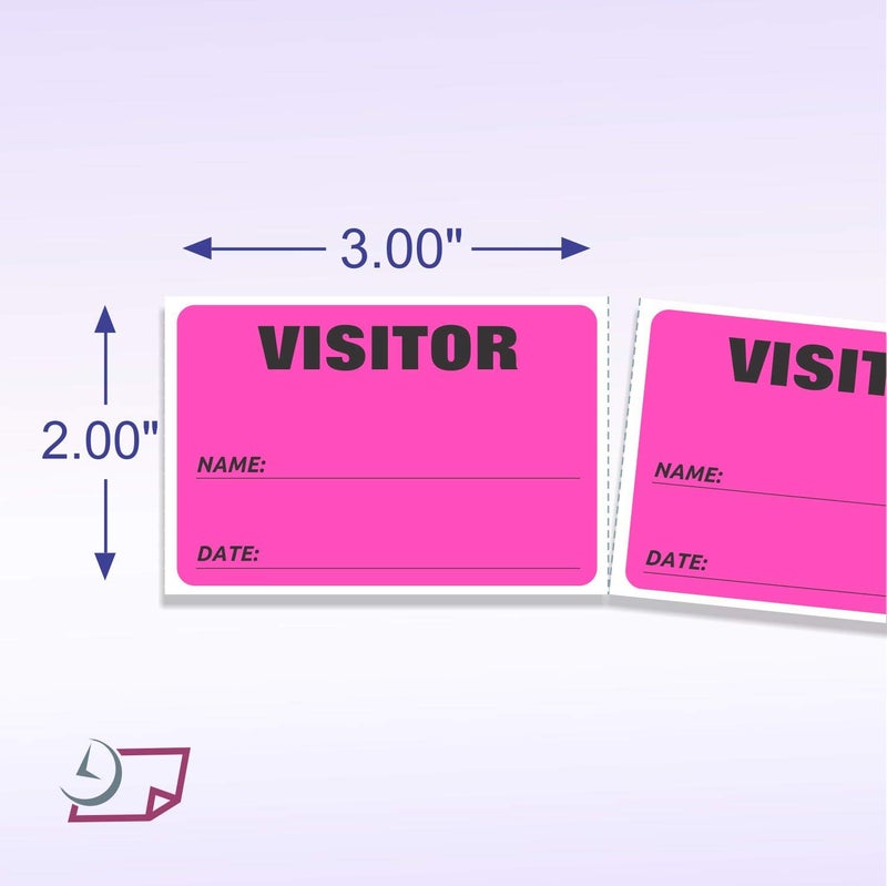 NextDayLabels - 3 x 2 Visitor Labels Pass, ID Labels and Safety Identification Badge Stickers 500 Per Roll (Fluorescent Pink) - Image 2